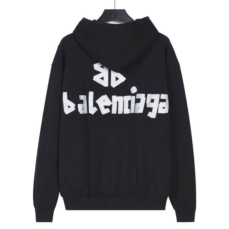 New Tape Type Oversized Hoodie Black