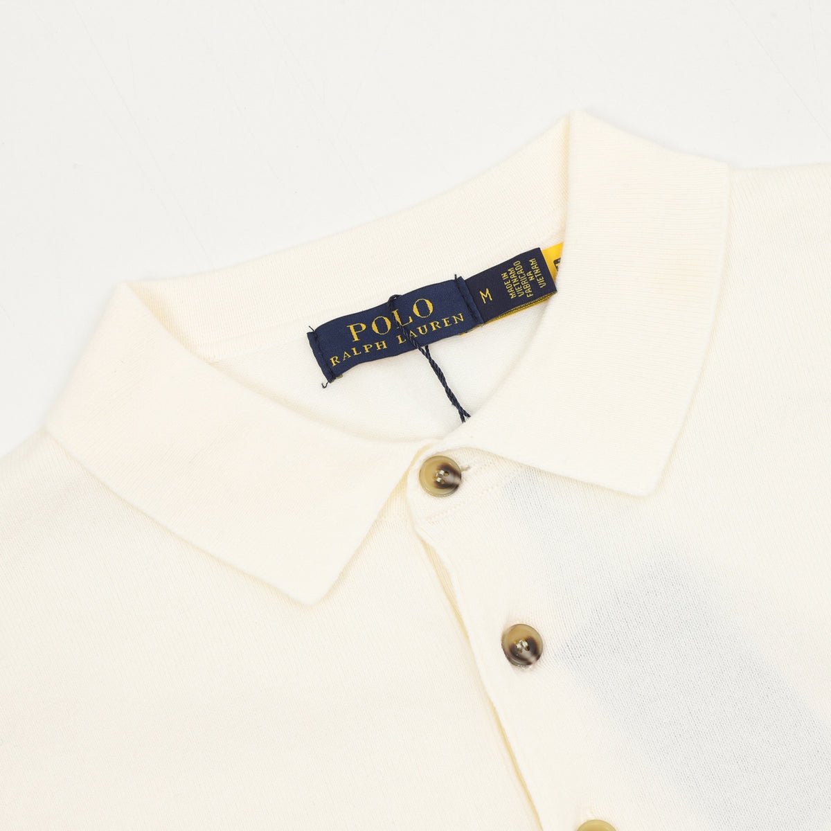 Long-Sleeve Knit Polo Cream