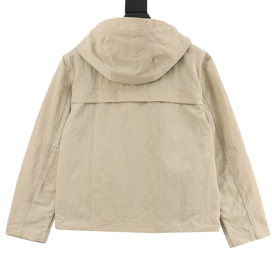 Lightweight Full-Zip Hooded Jacket Stone Beige