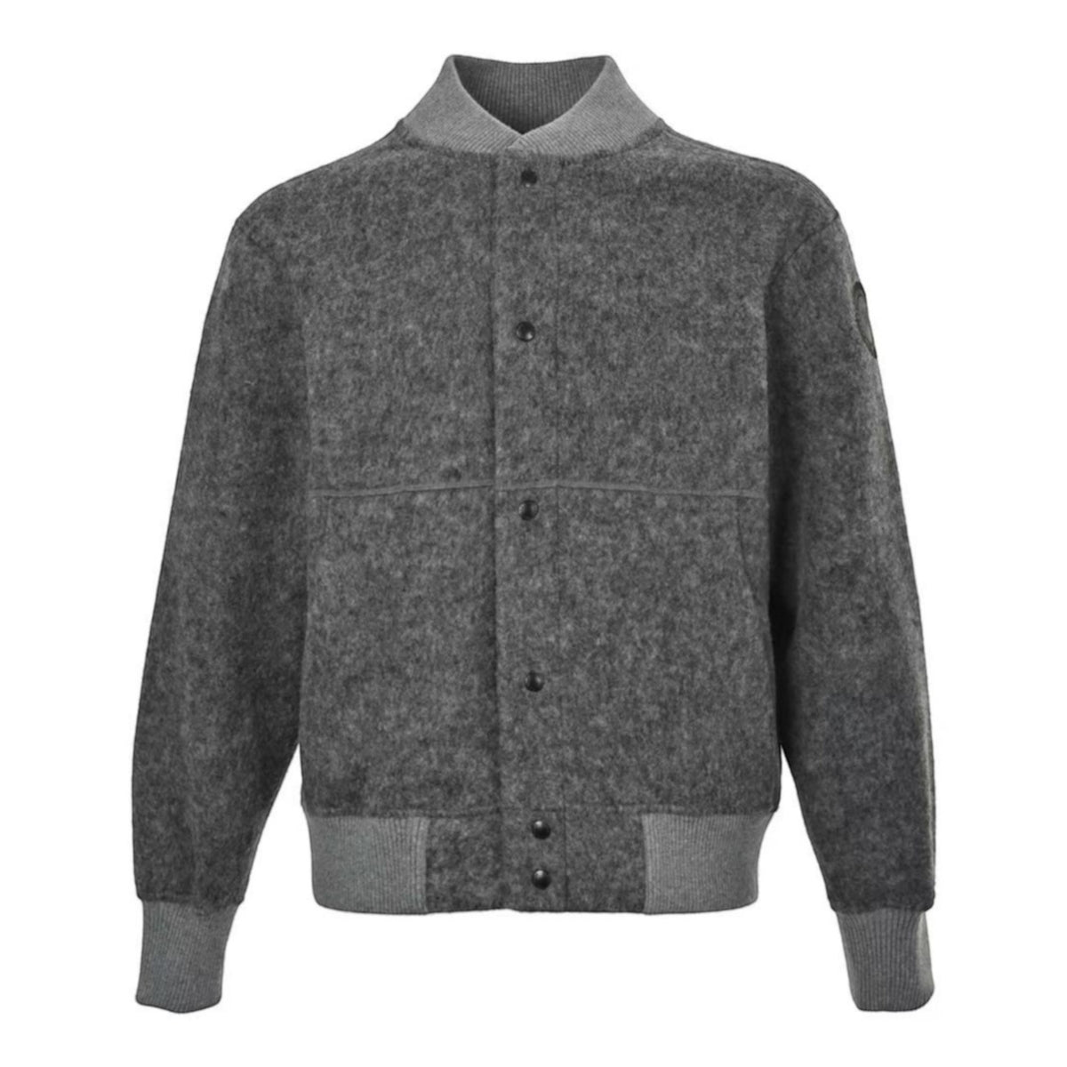 Wool-Blend Snap Bomber Grey