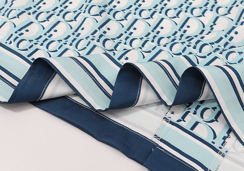 Oblique Monogram Silk Shirt Blue White