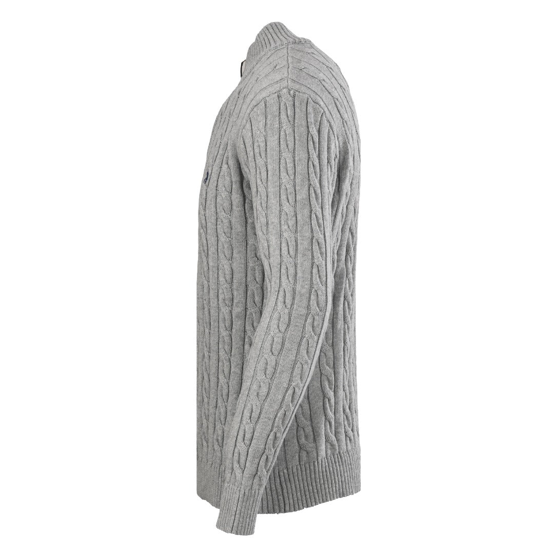 Cable-Knit Quarter-Zip Sweater Grey