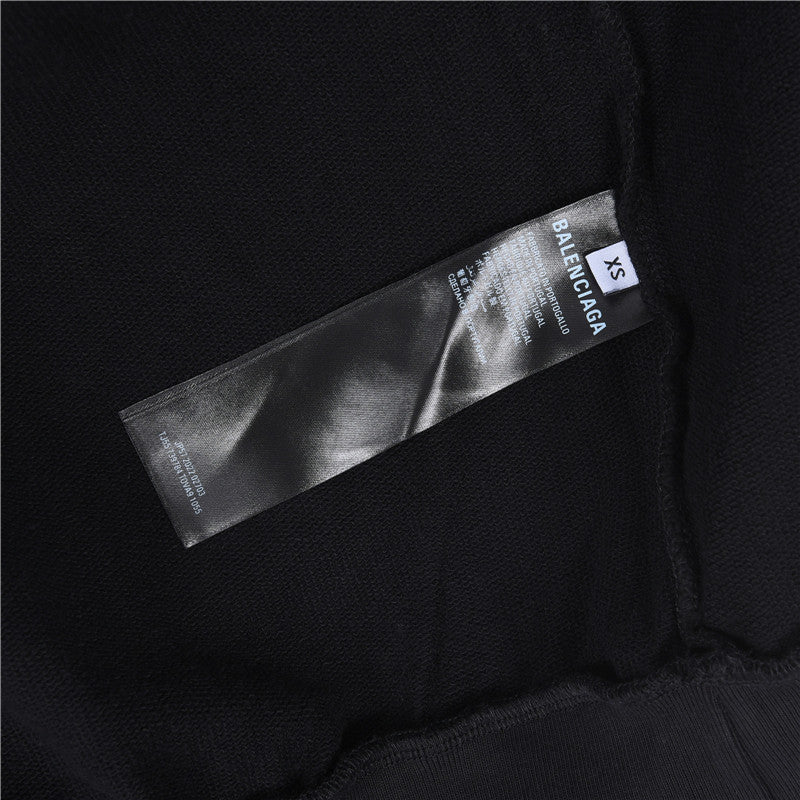 New Tape Type Oversized Hoodie Black
