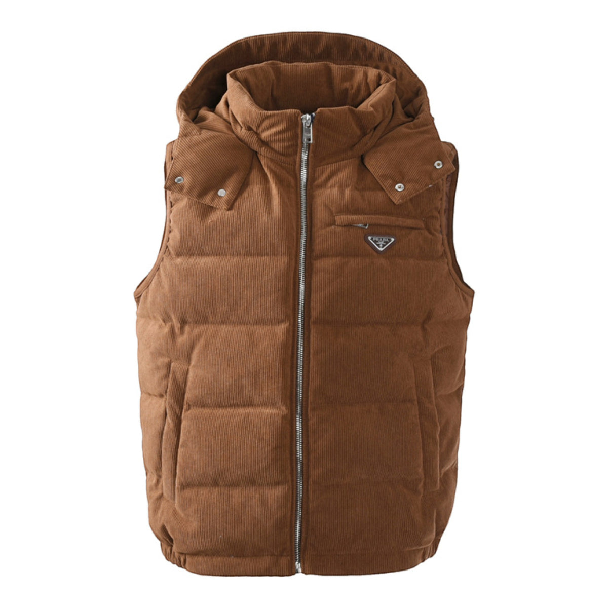 Corduroy Puffer Vest Brown