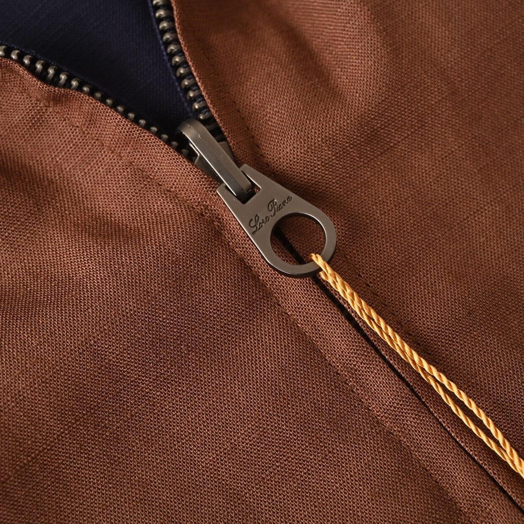 Reversible Linen Bomber Navy Blue