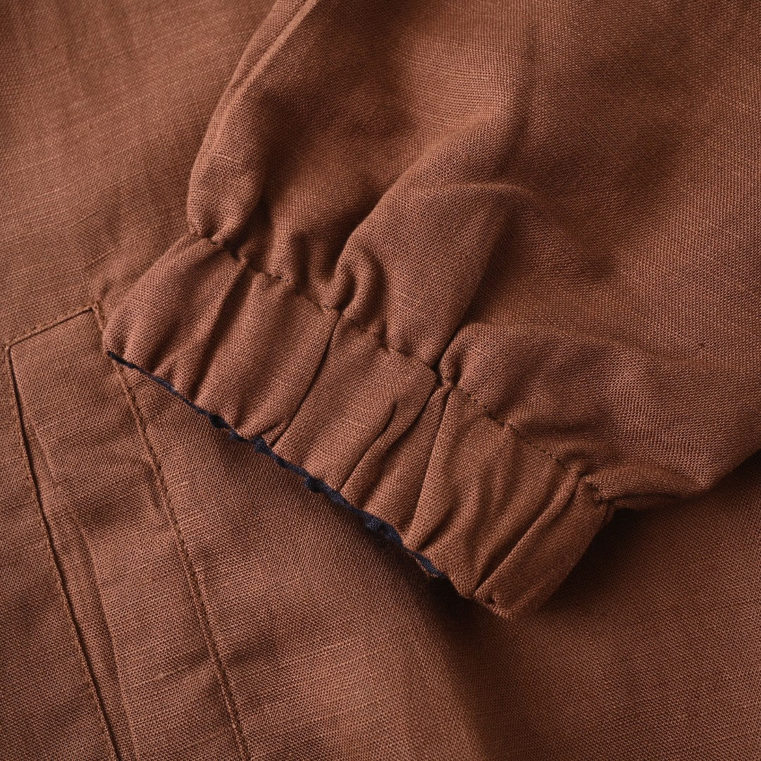 Reversible Linen Bomber Navy Blue