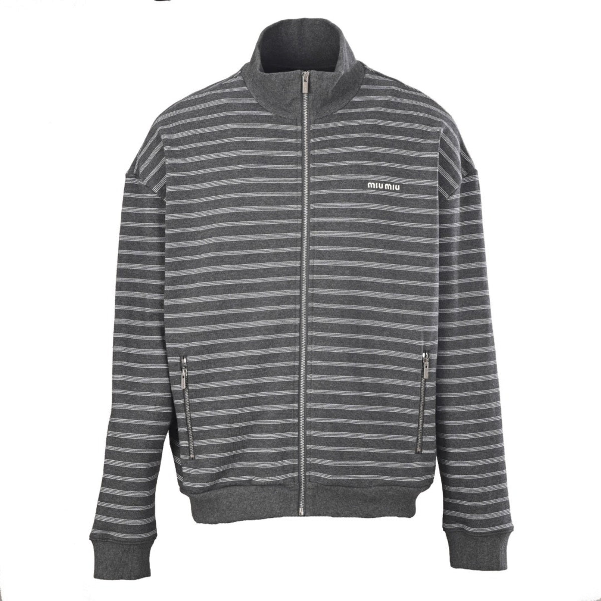 Striped Cotton Fleece Grey & White