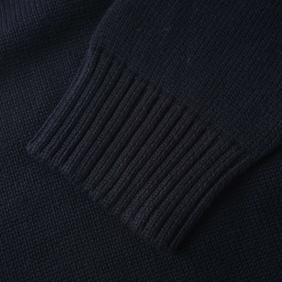 Cotton Quarter-Zip Mockneck Jumper Hunter Navy