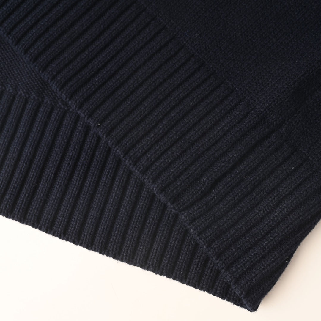 Cotton Quarter-Zip Mockneck Jumper Hunter Navy