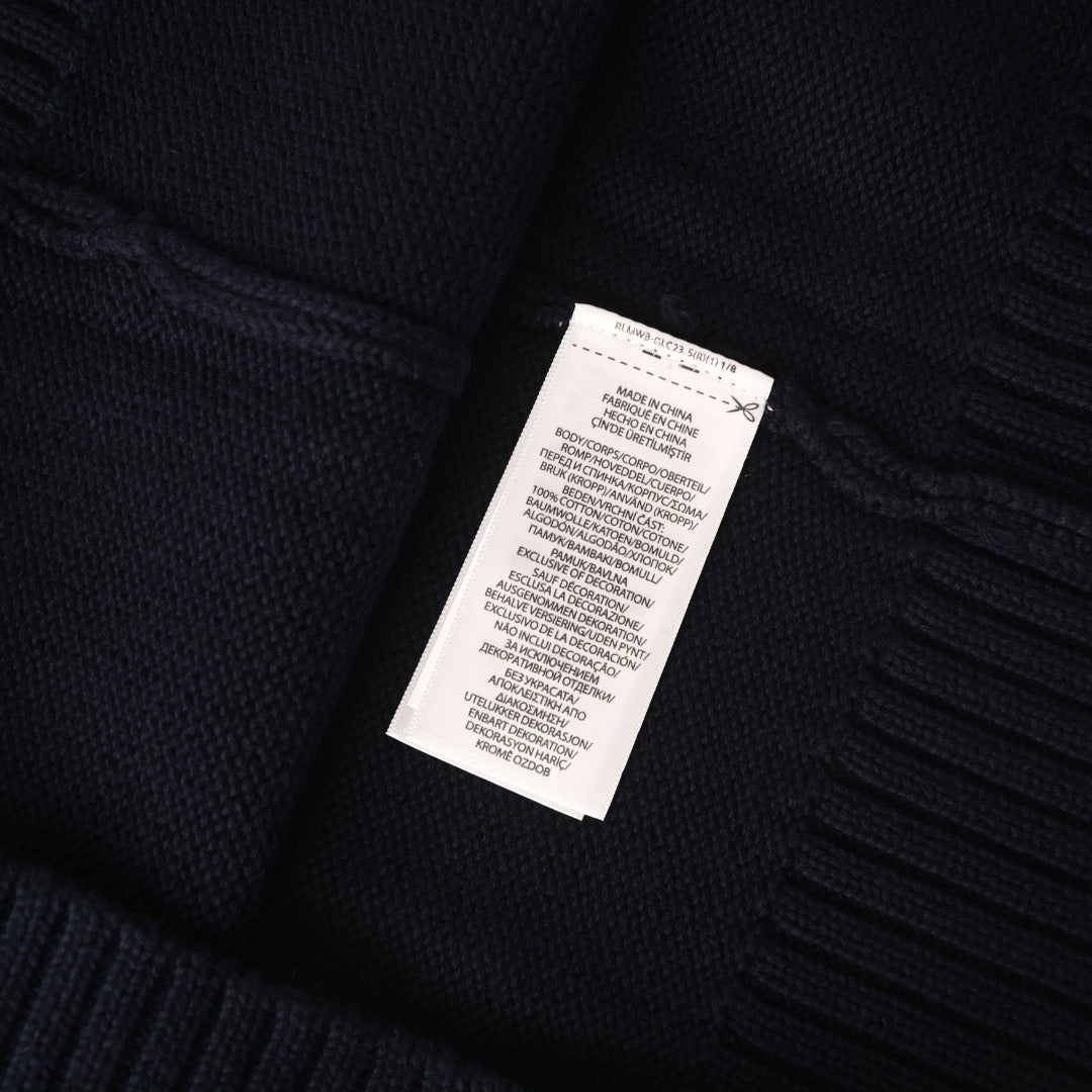 Cotton Quarter-Zip Mockneck Jumper Hunter Navy