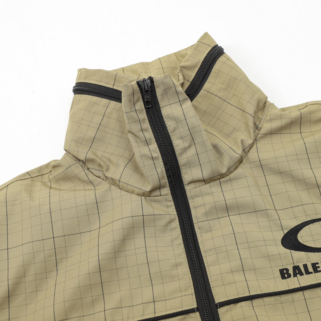 Checkered Half-Zip Anorak Khaki Green