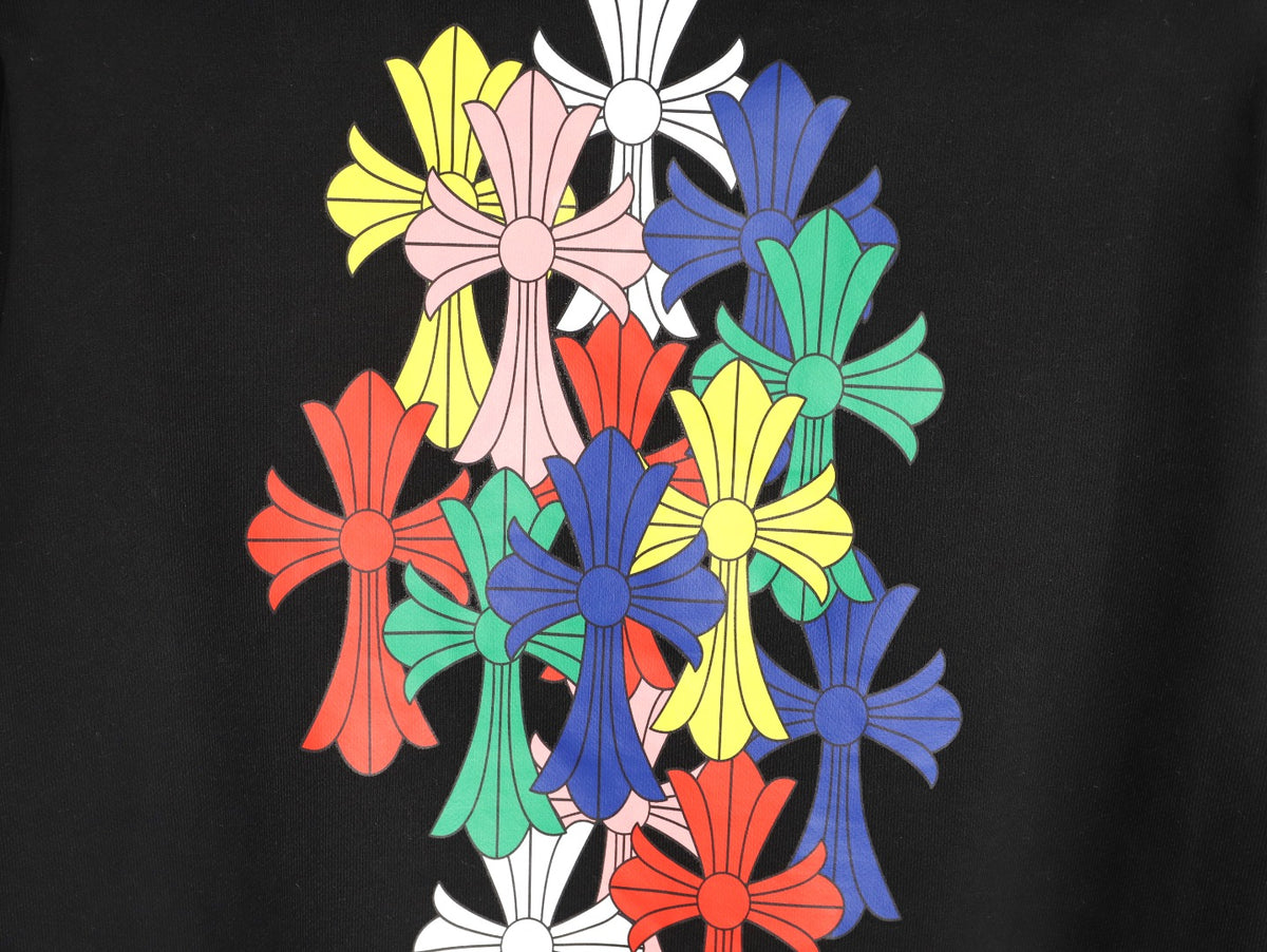 Multicolor Cemetery Cross Pullover Hoodie Black