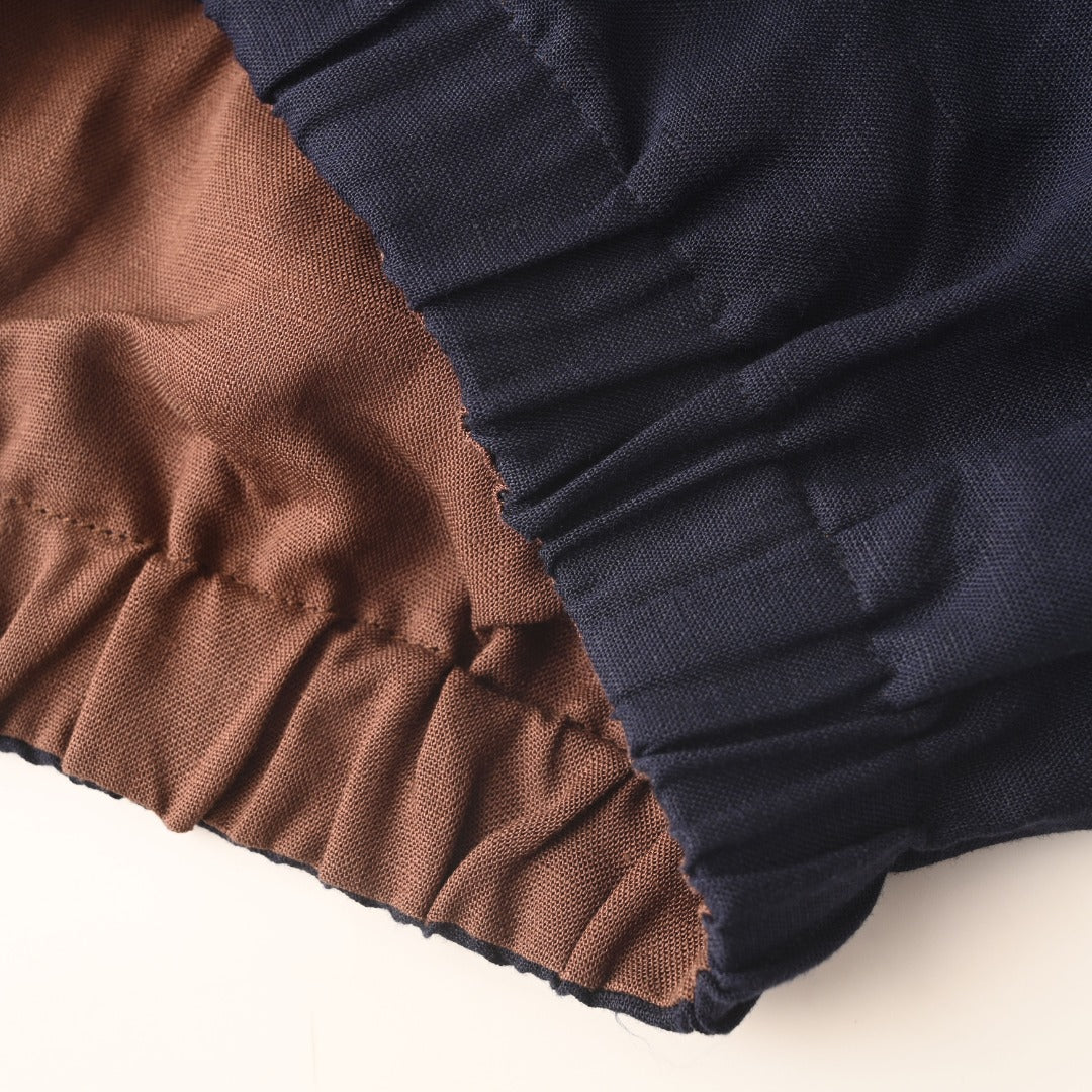 Reversible Linen Bomber Navy Blue