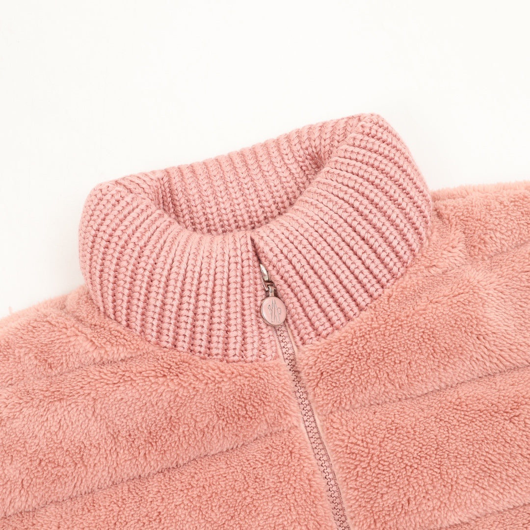 Down-Paneled Faux Fur and Wool Pink