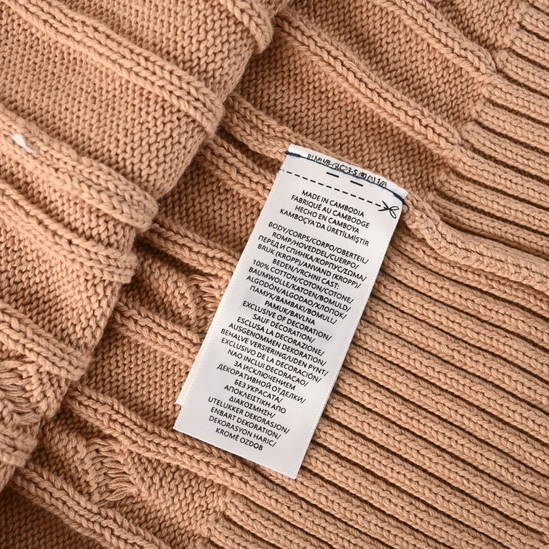 Cable-Knit Cotton Quarter-Zip Sweater Camel Melange