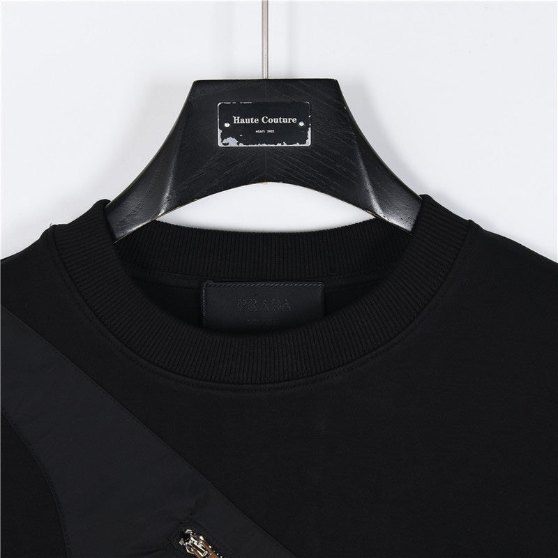 Re-Nylon Triangle Logo Zip Pocket Black