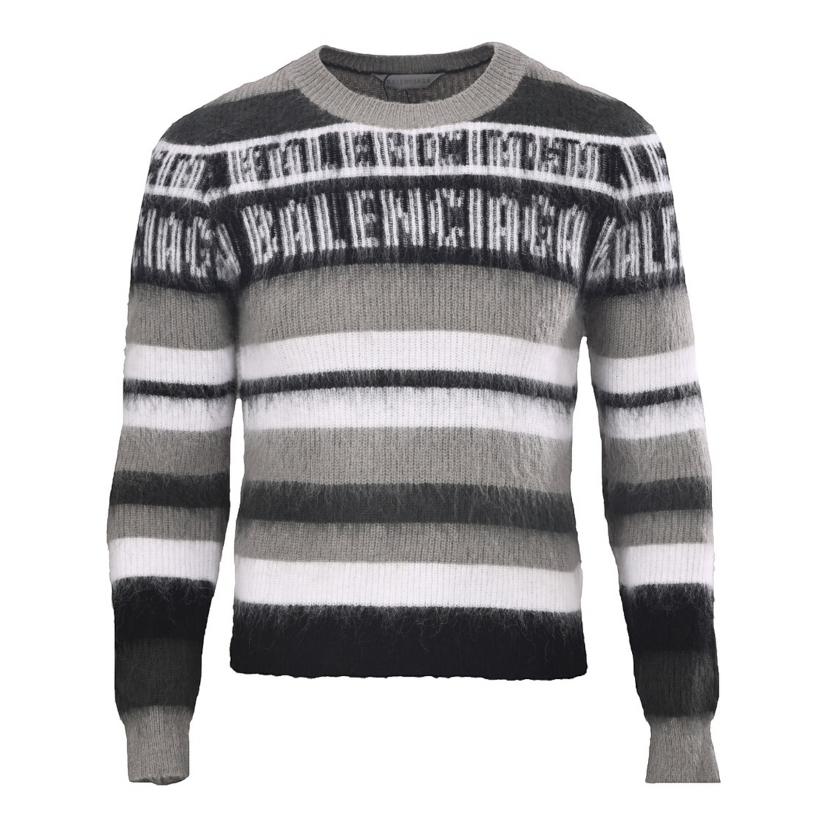 Stripped Crewneck Sweater Black, White & Grey