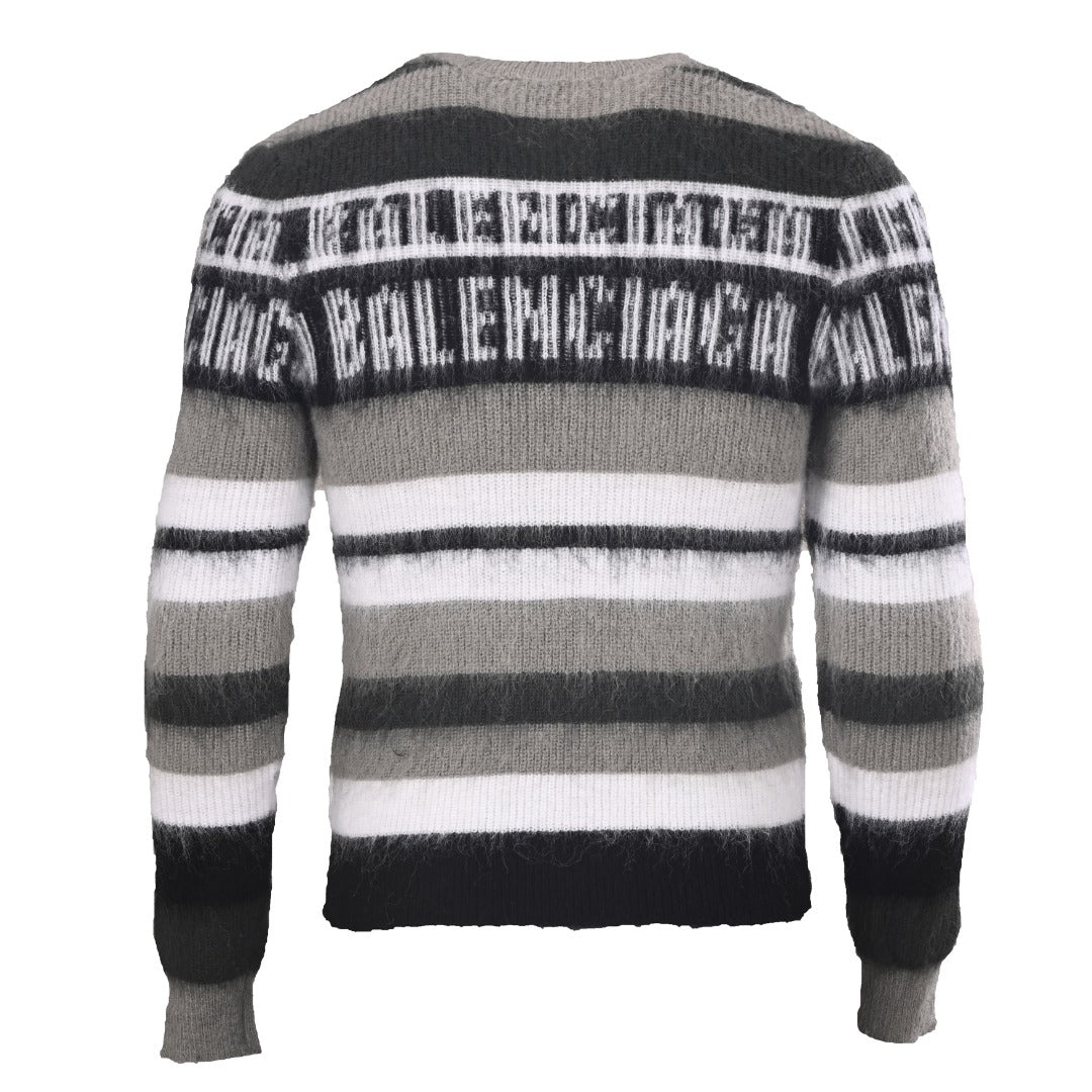 Stripped Crewneck Sweater Black, White & Grey