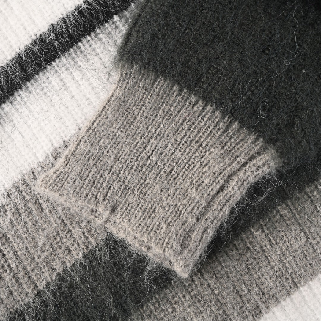 Stripped Crewneck Sweater Black, White & Grey