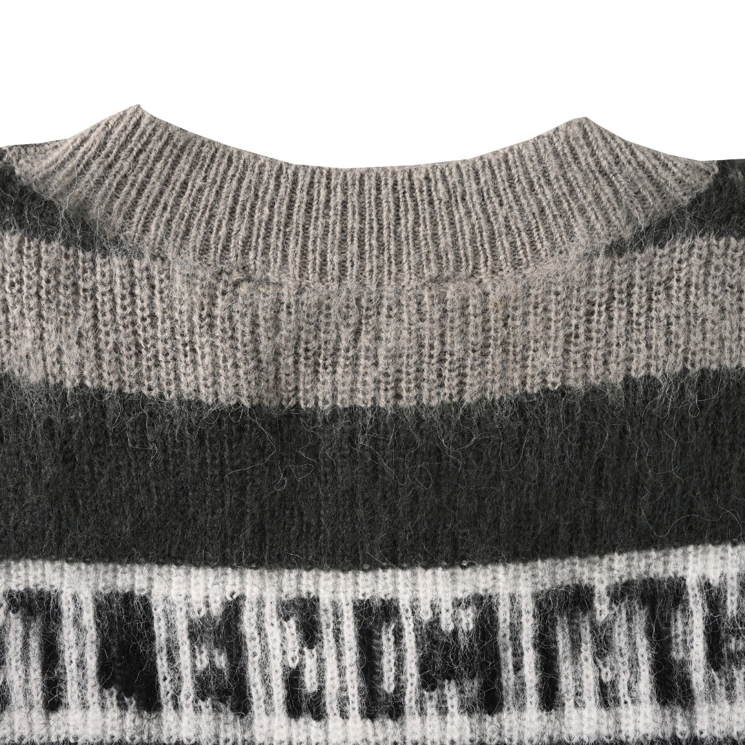 Stripped Crewneck Sweater Black, White & Grey