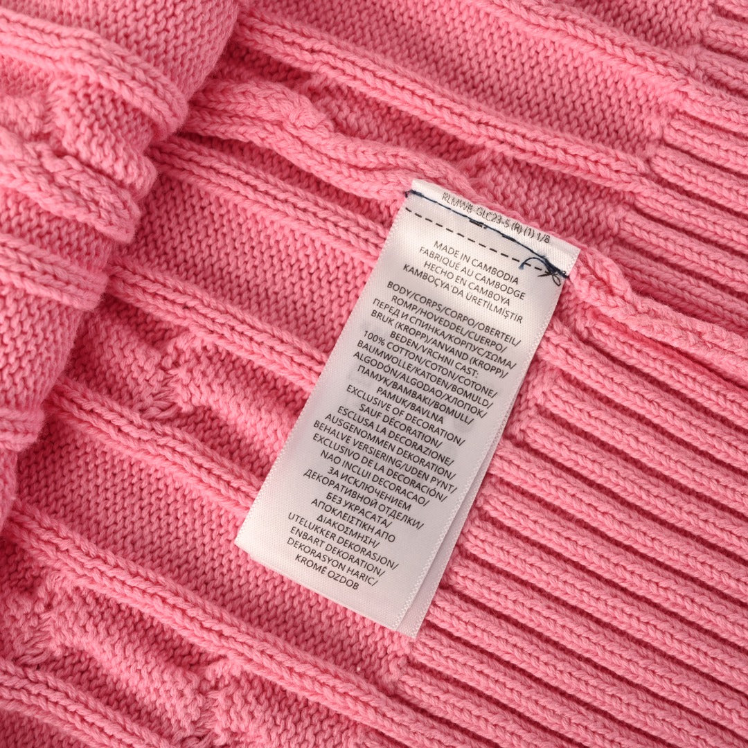 Cable-Knit Quarter-Zip Sweater Pink
