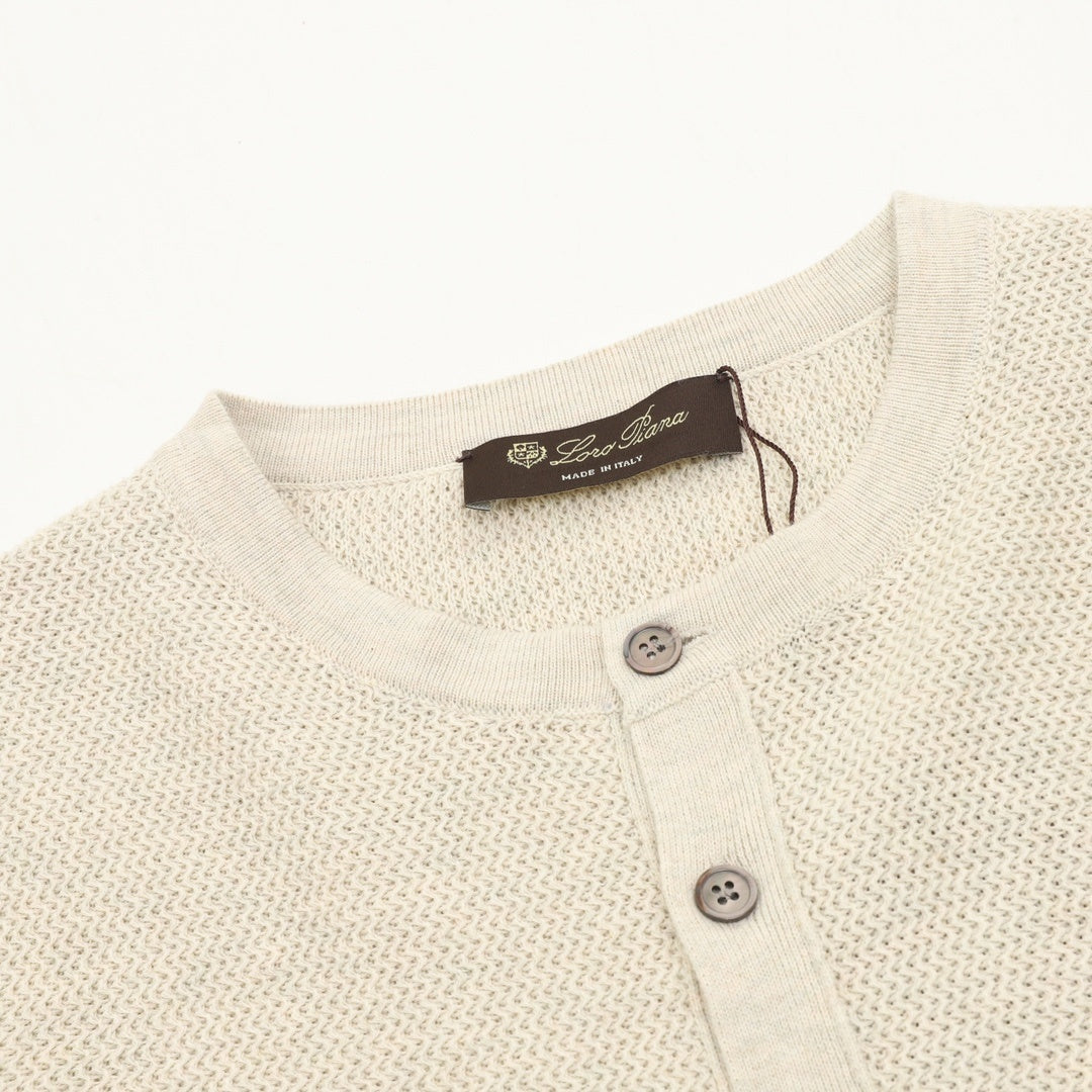 Knit Henley Oatmeal Beige