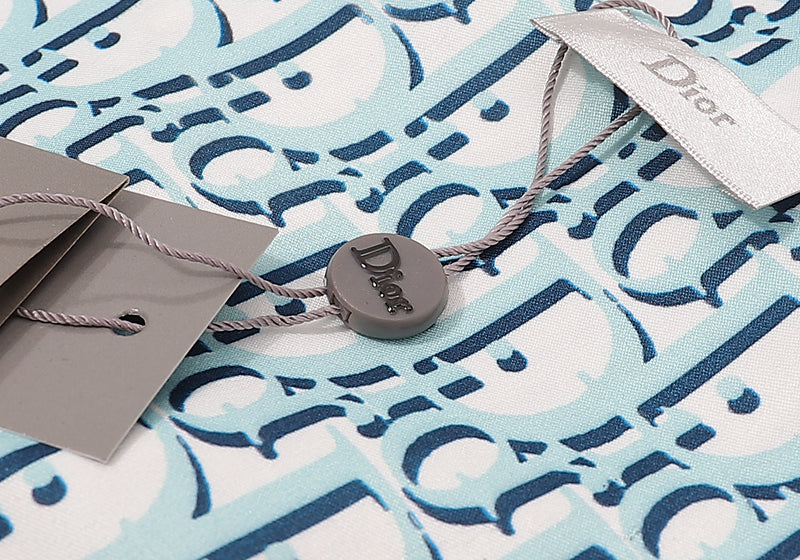 Oblique Monogram Silk Shirt Blue White