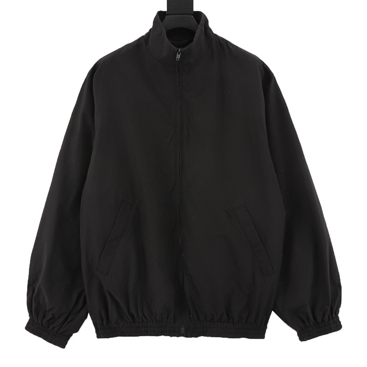Stand Collar Zip-Up Jacket Black