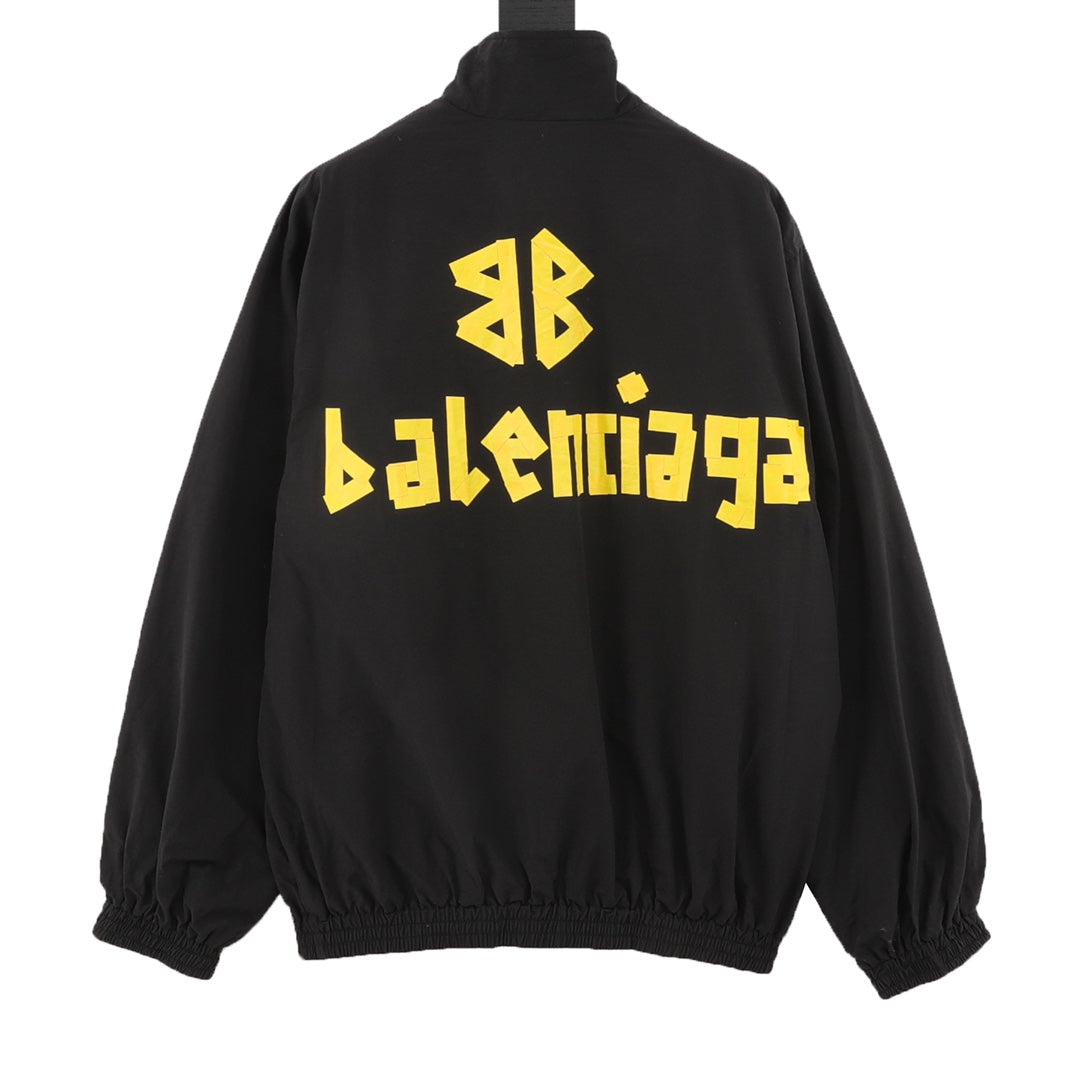 Stand Collar Zip-Up Jacket Black