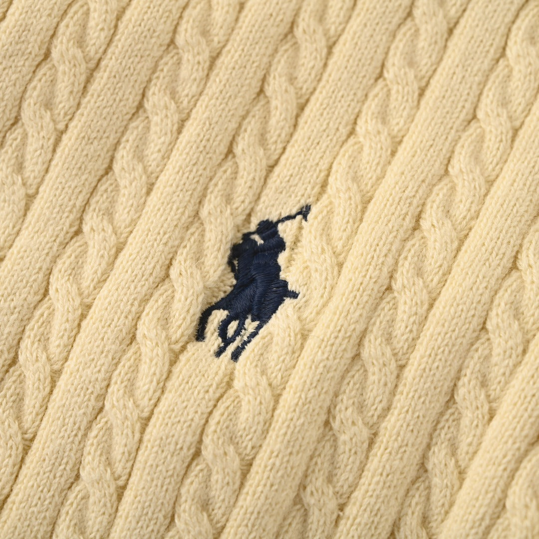 Mini-Cable Cotton Full-Zip Hoodie Pale Yellow