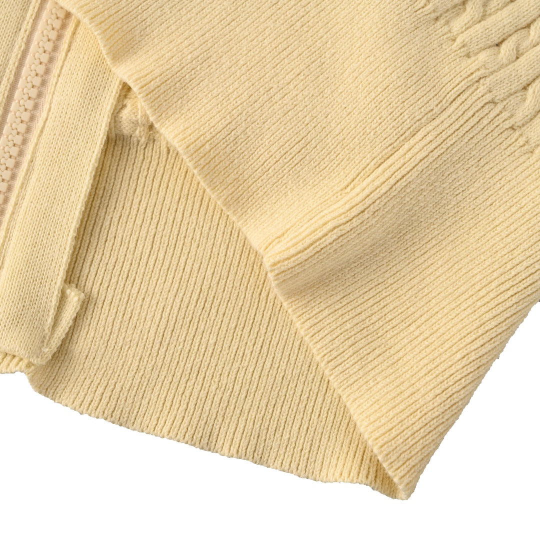 Mini-Cable Cotton Full-Zip Hoodie Pale Yellow