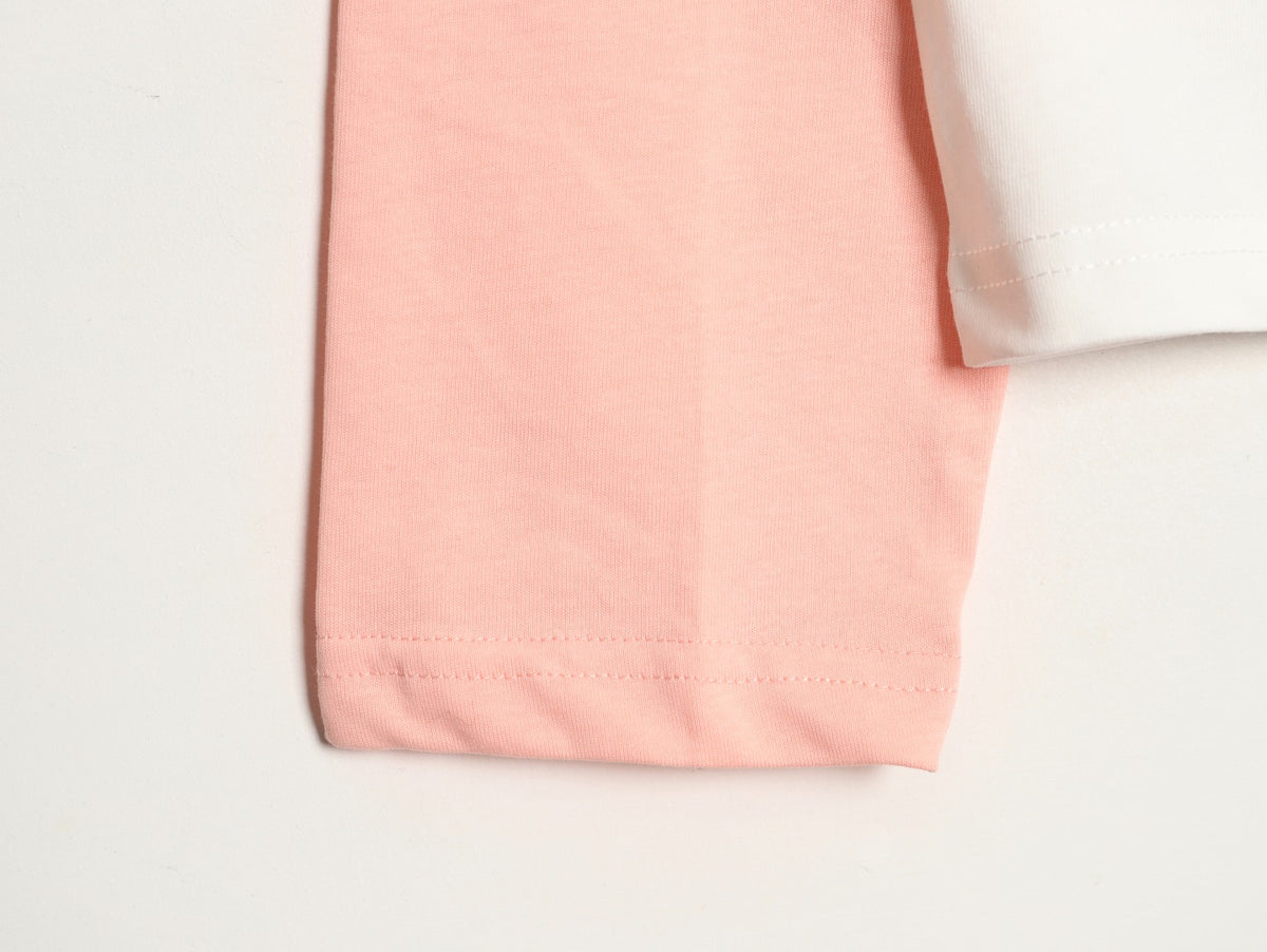 Raglan Long Sleeve T-Shirt White & Pink