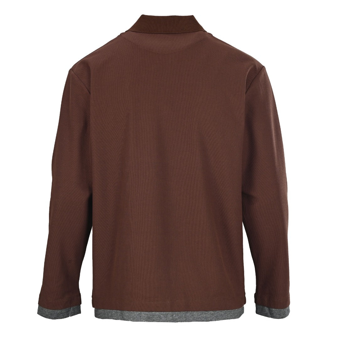 Layered Long-Sleeve Brown & Grey