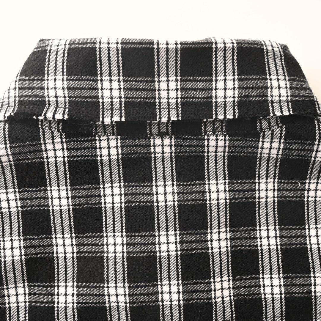 Plaid Button-Down Shirt Black & White