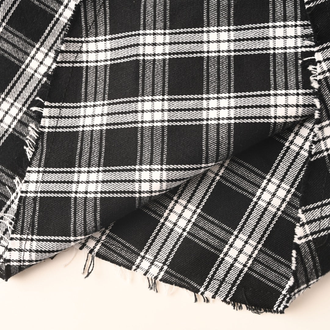 Plaid Button-Down Shirt Black & White