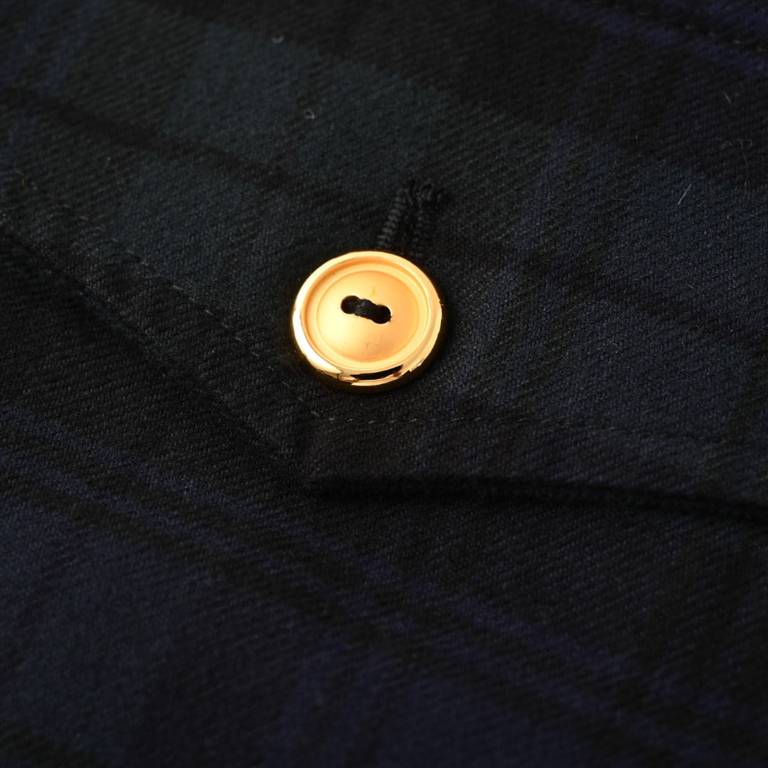 Plaid Wool Blouson Navy Blue & Green