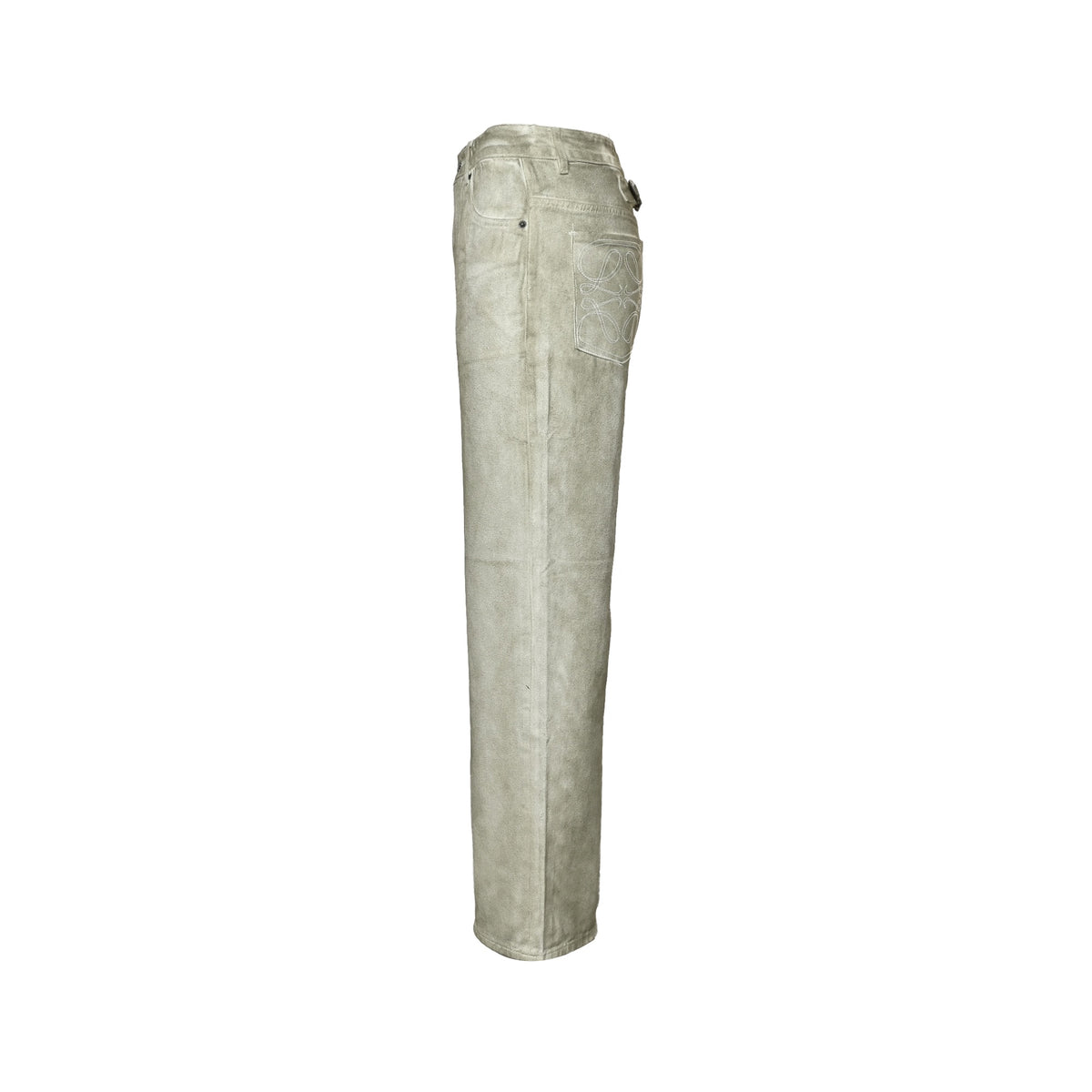 Distressed Straight-Leg Light Grey Beige