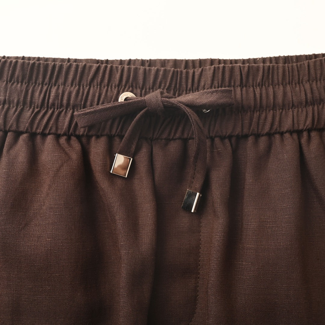 Linen Drawstring Espresso Brown