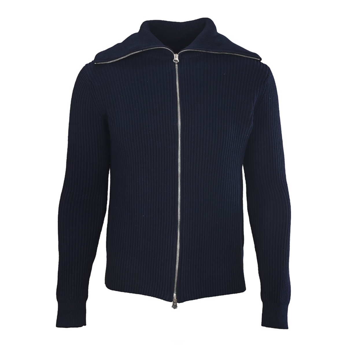 Rib-Knit Full-Zip Jacket Navy Blue