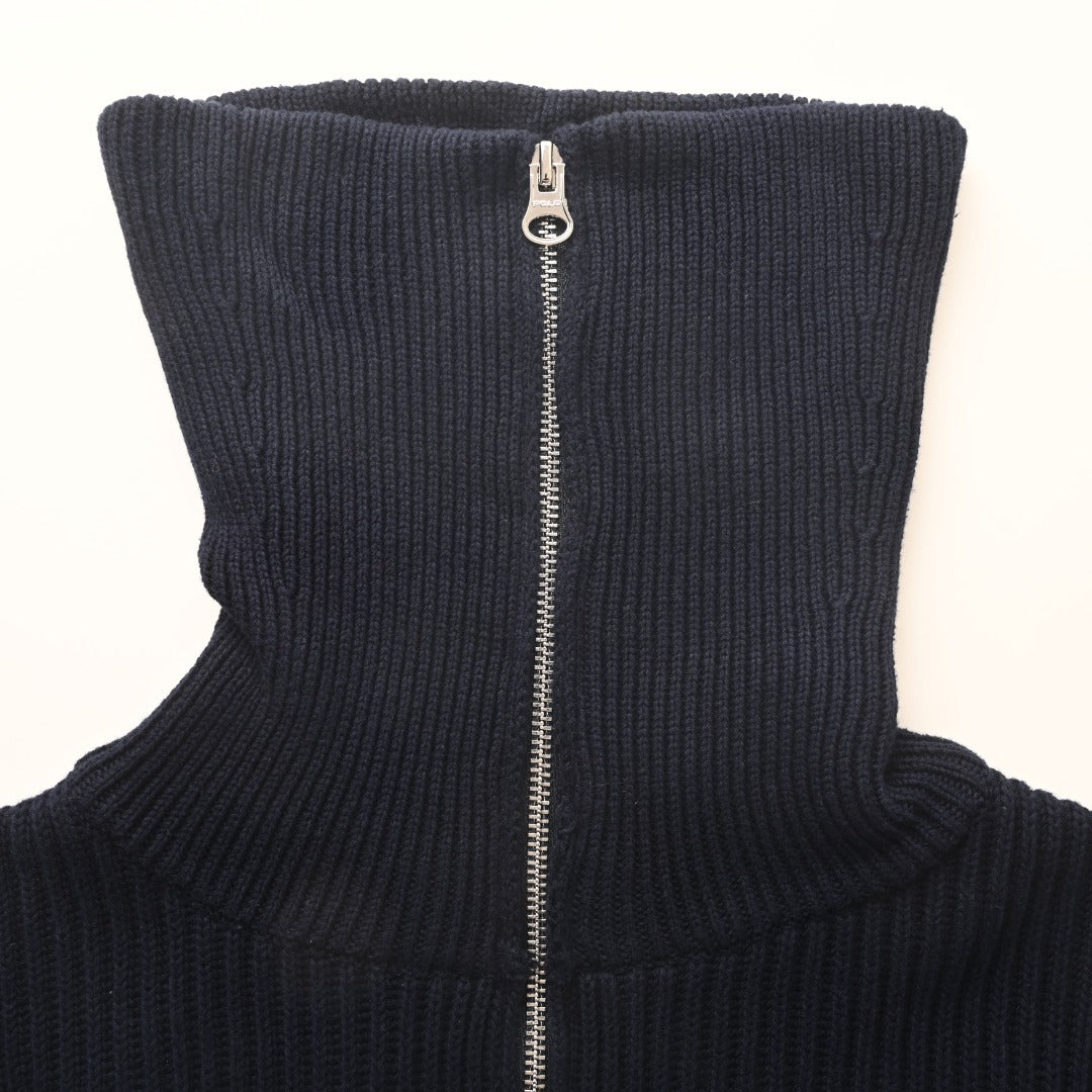 Rib-Knit Full-Zip Jacket Navy Blue