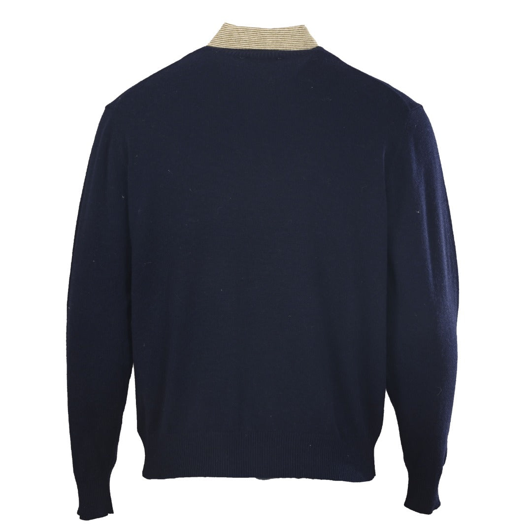 Layered Collar Intarsia Blue