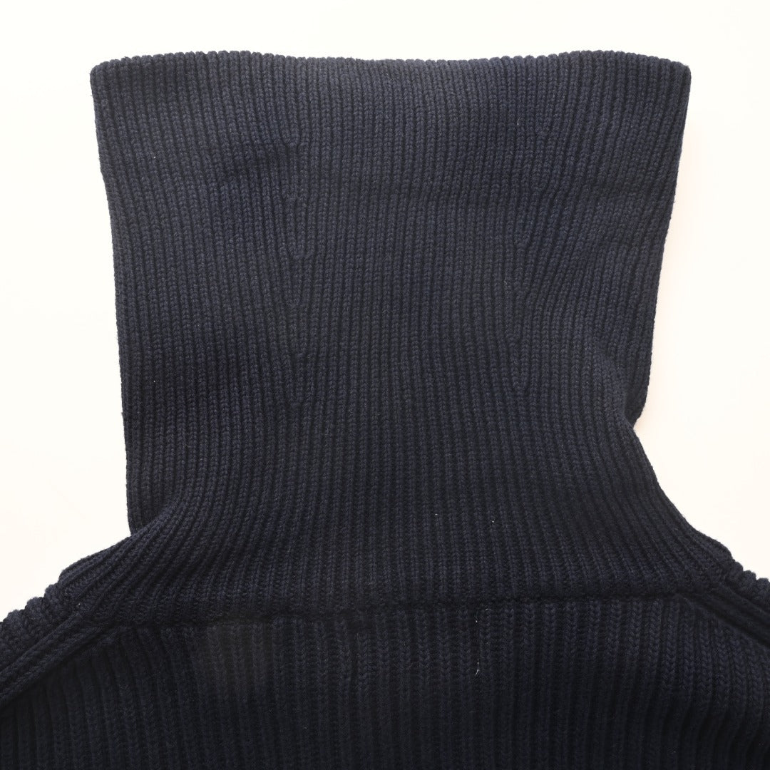 Rib-Knit Full-Zip Jacket Navy Blue
