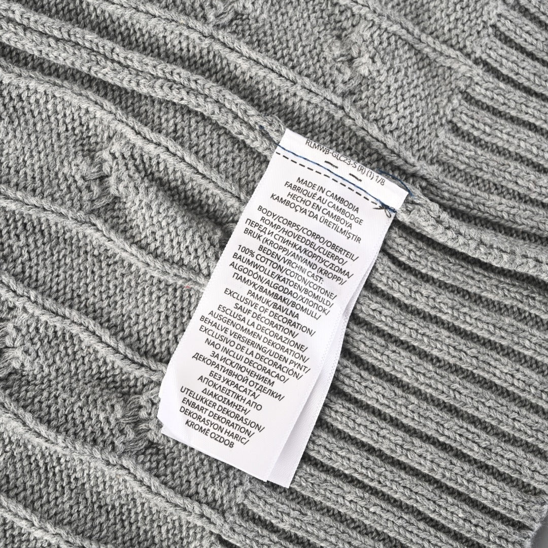 Cable-Knit Cotton Full-Zip Sweater Grey
