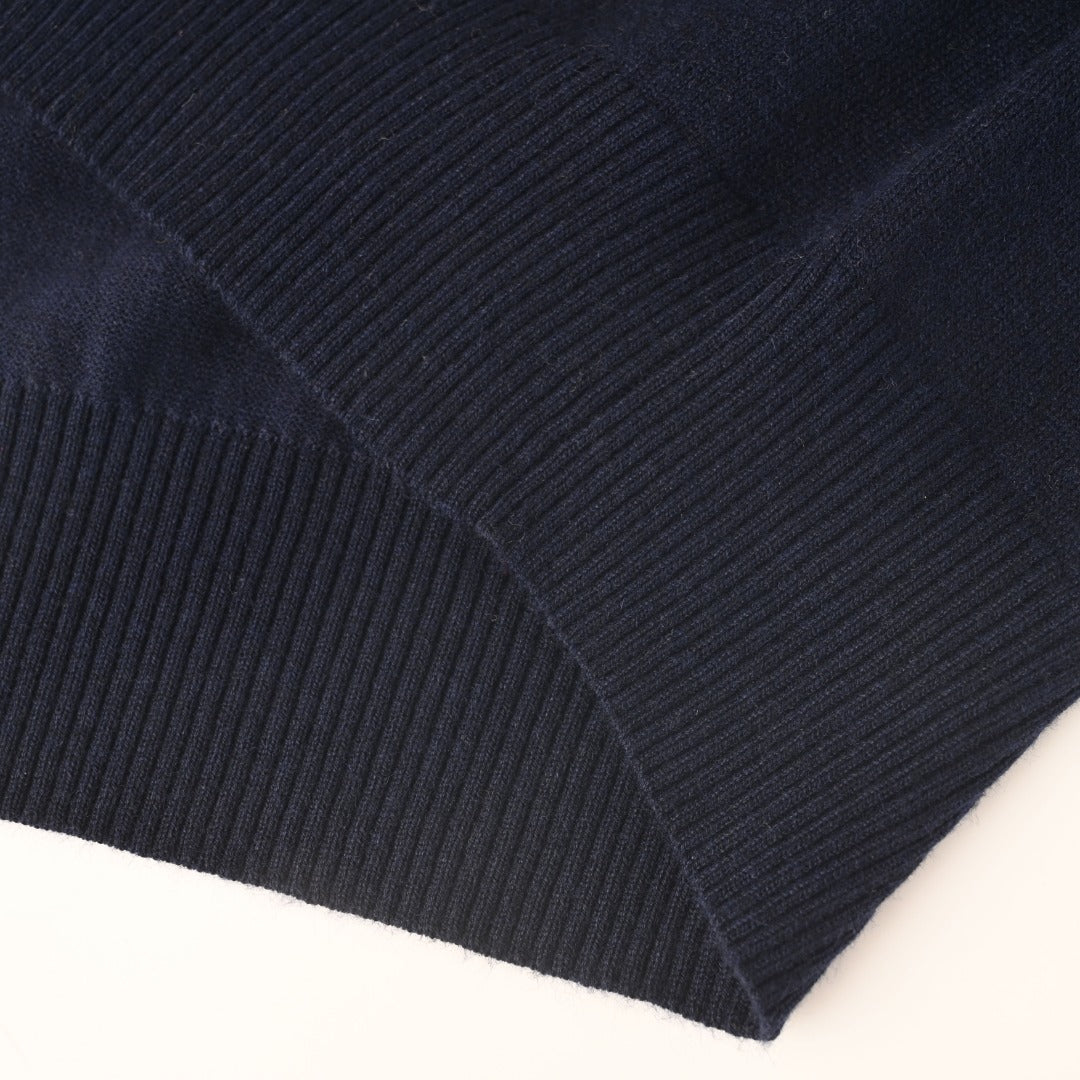 Layered Collar Intarsia Blue