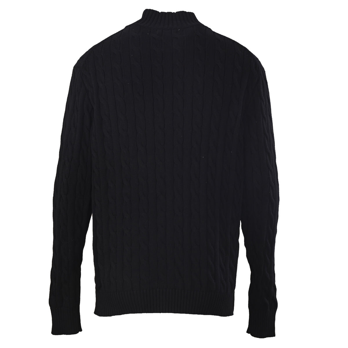 Cable-Knit Cotton Full-Zip Sweater Black