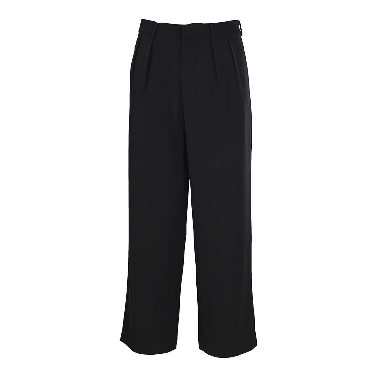 Tailored Pleated Wide-Leg Black