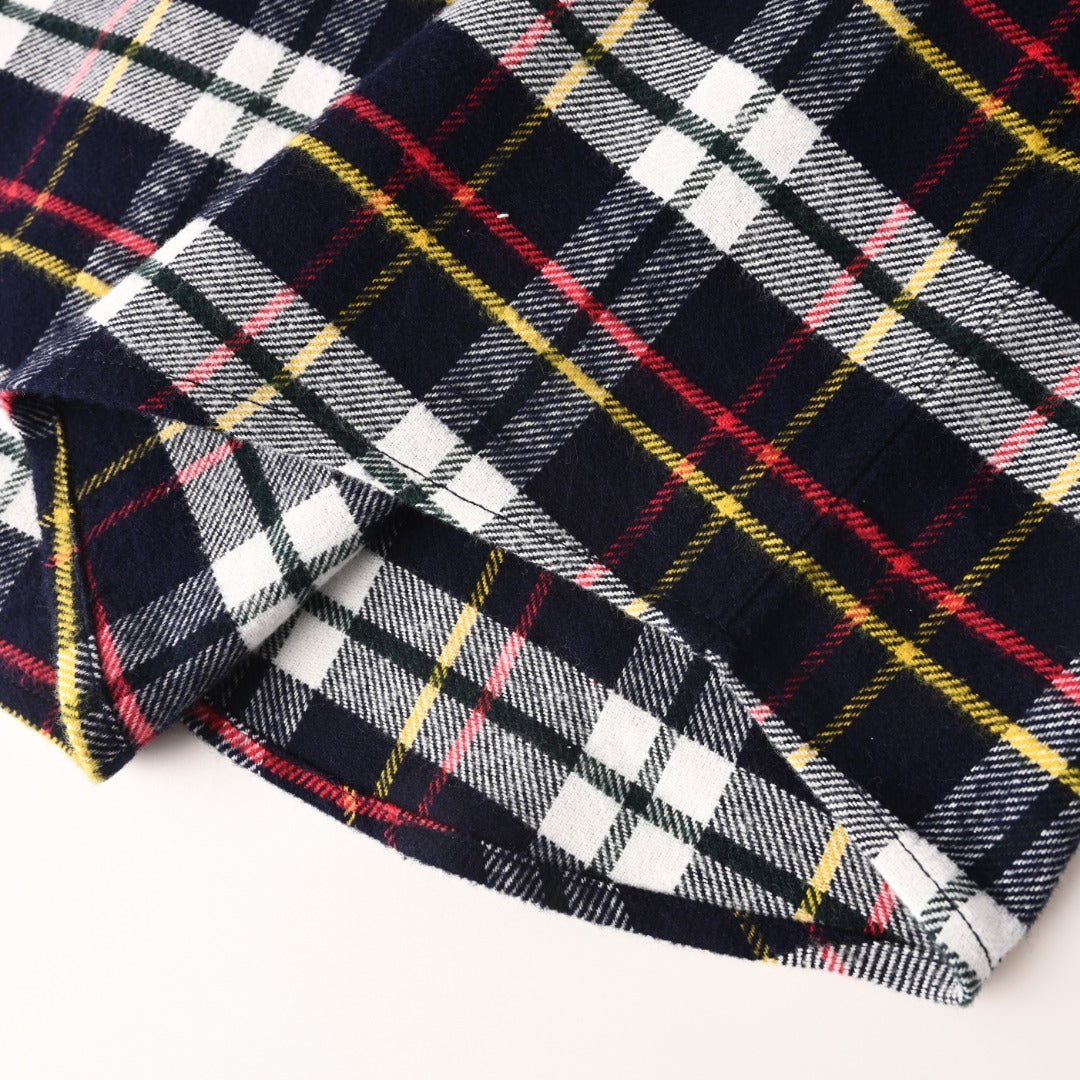 Triomphe Checked Wool Flannel Blue