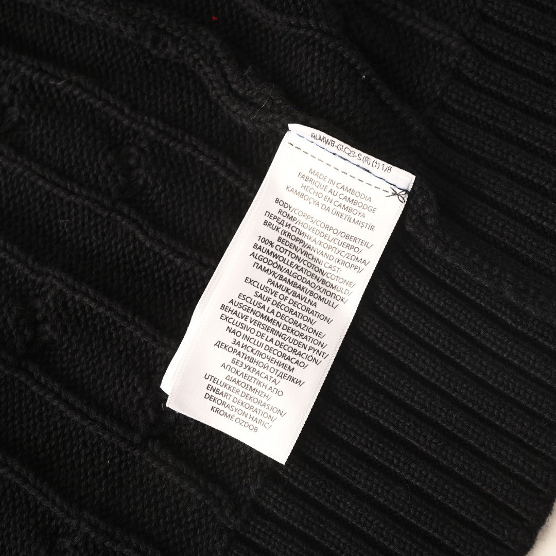 Cable-Knit Cotton Full-Zip Sweater Black