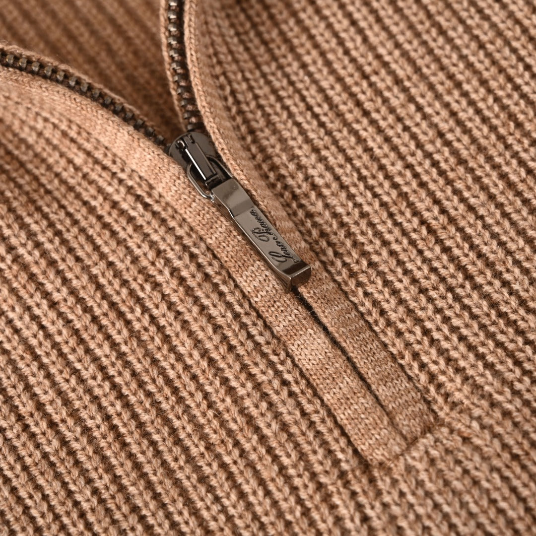 Half-Zip Camel Brown