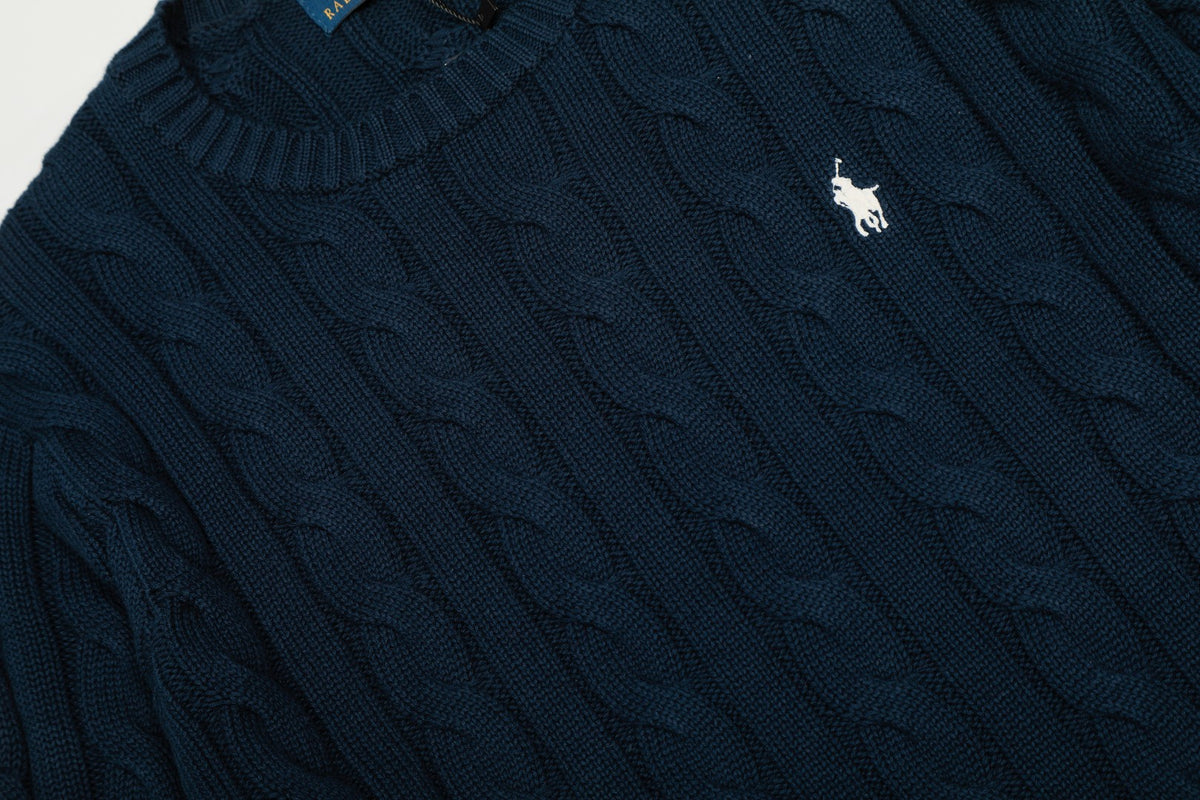 Cable-Knit Jumper Navy Blue